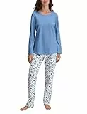 CALIDA Marine Dreams Pyjama, lang Damen, weich, pflegeleicht, elastischer Hosenbund