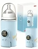 Flaschenwärmer Baby, Babyflaschenwärmer mit 8000mAh Akku, 6 Temperaturstufen 38-50℃, LED-Anzeige & Nachtlicht, Tragbarer Flaschenwärmer Baby USB-Ladefunktion für Unterwegs und Zuhause(Blau)