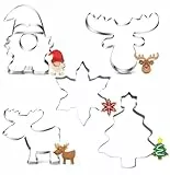 5 Stück Ausstecher Weihnachten Ausstechformen Schneeflocke Wichtel,Elchkopf,Elch,Weihnachtsbaum Keksausstecher Weihnachten Plätzchenausstecher für Backen Fondant Torten