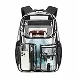 Cusangel Transparenter Rucksack für Mädchen, robuster klar Rucksack, 40,6cm, TPU, großes Fassungsvermögen, durchsichtiger für Sportveranstaltungen, Reisen, Stadien (17.5in Schwarz)