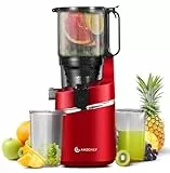 AMZCHEF 250W Automatischer All-In-One Entsafter, 145MM Öffnung und 1,8L Slow Juicer für Gemüse und Obst, Entsafter Slow Juicer Testsieger mit Dreifachem Filter - Tiefrot