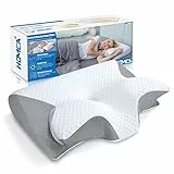 HOMCA 2 in 1 Ergonomisches Nackenkissen Orthopädisches Kopfkissen Memory Foam Kissen für Rücken-, Seiten- und Bauchschläfer, 60x40x12/14cm, Grau