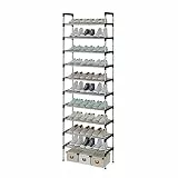 AcornFort® S-508 10 Ebenen Stöckiges Silber Verstellbare Schuhablagen Schuhaufbewahrung Hohes Schuhregal Organizer Regal Halteständer für 30 Paar Schuhe, 56 x 30 x 170 cm, Extra Robuste Bauweise