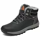 Mishansha Winterschuhe Herren Gefüttert Winterstiefel Damen Winterboots Rutschfest Wanderschuhe Winter Boots Wasserdicht Trekkingschuhe Schneestiefel Schwarz,Gr.42