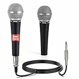 Pyle Dynamisches Karaoke Mikrofon-Set (2 Stück) – Mikrofone mit Kabel, Kardioid, XLR auf 6,35mm, 4,5m, Ganzmetallgehäuse für Bühne und Studio – Klarer Klang, Feedbackarm – Für Zuhause, Live und Proben