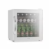 Klarstein Getränkekühlschrank - 47 Liter Mini Kühlschrank mit Spiegelglastür, 0-13°C, 2 Herausnehmbare Metallablagen, Präzise Temperaturregelung, Flaschenkühlschrank