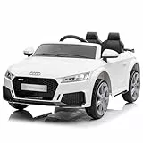 LEADZM Elektro Kinderauto mit Musik & Hupe & Scheinwerfer, 12V Kinder Elektroauto Kinderfahrzeug mit 2,4G Fernbedienung, 3-5km/h für Kinder (TTRS-Weiß)