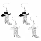 HDGSAFD 2 Paar Stiefel Anhänger Ohrringe, Cowboy Mädchen Zirkon Ohrringe, Mode Persönlichkeit Ohrringe, Western Cowboy Stil, Country Musik Konzert Party Tragen.