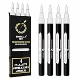 Pinturale Arts Set 4 Kreidestift Weiß | 1mm Spitze | Kreidemarker Weiss | Kreidestifte Für Tafel Abwaschbar, Kreidestifte Für Fenster, Glas, Metall, Keramik | Chalk Marker Weiß