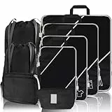SINZUX 8 Stück Kompressions-Verpackungswürfel, schwarz, ausziehbar, ultraleicht, Packwürfel für Koffer, Koffer-Organizer-Taschen für Rucksack, Gepäck, Reisetaschen, Organizer, Würfel für Reisen und