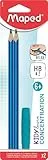 Maped - KIDY LEARN CONCENTRATION Bleistift-Set - Kau-Aufsatz aus Silikon 100% lebensmittelecht - entspannend, entstressend - ergonomische Dreiecksform - HB2 Mine - strukturierter, geriffelter Körper