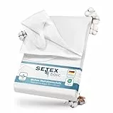 SETEX Wasserdichter Molton Matratzenschutz, 70 x 140 cm, 3-lagig, 100% Baumwolle, Spannbettlaken zum Schutz der Matratze, Junior, Weiß