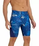 SURFEASY Schwimmhose Herren Bedruckte Jammer Badehose Eng Schwimmen Badeanzug (Marineblau/Textur, L)