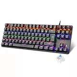 Rii Mechanische Tastatur Gaming Keyboard, Gaming Tastatur TKL mit QWERTZ, Mechanisch mit Blaue Schalter (Laut), Kabel (Nicht Hot-Swap-fähig, Schäfte sind Nicht austauschbar)