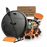Petromax Feuertopf ft6t Einsteiger-Set - Dutch Oven mit planem Boden inklusive Deckelheber, Pflegepaste und Schaber - für alle Grillarten und offenes Feuer - 5,5 Liter