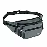 ProCase Bauchtasche Gürteltasche Wasserdicht Hüfttasche für Herren und Damen Klein Nylon Fanny Pack mit 6 Reißverschlusstaschen für Outdoor Reisen Sport Wandern Joggen Hundespaziergänge
