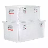 STIER Alubox Set, Aluminiumbox 50L und 85L, stapelbare Transportkisten, Staub- und spritzwasserresistent mit Gummidichtung, Alukiste mit Spannverschluss, zuverlässige geruchsneutrale Aufbewahrung