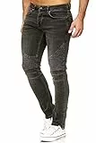 Tazzio Jeans Herren Slim Fit Biker Destroyed Look Stretch Jeanshose Hose Denim 16517 (38W/30L, Schwarz)