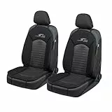 Walser Car Comfort Auto-Sitzauflage S-Race 2 Stück, Auszeichnung Sehr Gut* Autositzauflage, Sitzkissen-PKW, Universal Sitzschoner-Auto, Sitzauflage-Auto Vordersitze, Sitzunterlage-Auto schwarz