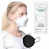 TubeRoo FFP2 Maske großer Kopf weiß Fischform 15 Stück Masken, CE zertifiziert, Versand aus Deutschland, weiche Ohrschlaufen Bänder Atemschutzmaske