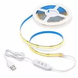 COB LED Streifen 2M warmweiß 2700K, USB 5V Dimmbar Flexible LED Strip mit 1M USB-Stromkabel, CRI92, 8mm Width, Hohe Dichte 320LEDs/m für TV Hintergrundbeleuchtung schrank beleuchtung Schlafzimmer
