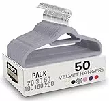 Utopia Home - Antirutsch-Kleiderbügel aus Samt - rutschfeste und strapazierfähige Kleiderbügel aus Samt mit Krawattenhalter - Stark genug, Jacken und Pullover zu halten (Grau, 50er-Pack)