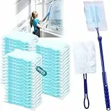 JEDWKFA 50 Stück Staubwedel Nachfüllpackungen Set, Staubwedel für Swiffer, Staubmagnet, 180° Staubwischer, Einziehbar Staubwedel Teleskop, für Reinigen Sie Staub, Haare usw.