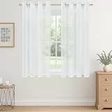 CUTEWIND Gardinen mit Ösen Weiß, Wohnzimmer Gardinen Modern 2er Set, Vorhang Transparent 160 cm Hoch, Vorhänge Schlafzimmer Weiss 140 cm Breit, Ösenvorhänge Gardinenschals Fenster Gardine