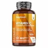 Vitamin C 1000mg pro Tablette - 180 vegane Tabletten für 6 Monate - Vitamin C trägt zu einer normalen Funktion des Immunsystems bei (EFSA) - Vit C mit Bioflavonoiden & Hagebutte - WeightWorld