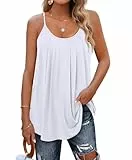 Aokosor Tank Top Damen Blusen Tuniken für Damen Tshirt Tops Tunika Sommer Locker Oberteile Plissierte Outfits 2025 Weiß L