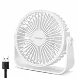 TriPole USB Tischventilator, 3 Geschwindigkeiten Starker Wind Tischventilator, 360° Rotation Persönlicher Tischventilator, Tragbarer Mini-Ventilator für Tisch Heim Schlafzimmer Büro, Weiß