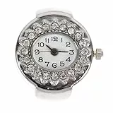 SAFIGLE Zierliche Ring Uhr Für Damen Mit Rhinestone Dekoration Verstellbare Fingerringuhr Für Elegante Anlässe Und Alltagsmode Silber