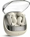 Bluetooth Kopfhörer, Kopfhörer Kabellos Bluetooth 5.4 HiFi Stereo mit ENC Mikrofon, 42Std Spielzeit Ohrhörer mit IP7 Wasserdicht, Mini Open Ear Kopfhörer mit LED Anzeige für iOS/Android, Cremeweiß
