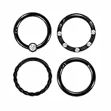 AceFun 16G Schwarz Septum Piercing Clicker Ring Edelstahl CZ Opal Knorpel Helix Tragus Hoop Daith Ohrringe Nasenringe Hoop Hinged Segment Clicker Ring Piercingschmuck 10MM