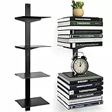 ART-GIFTREE Schwebende Bücherregale für die Wand, 4 Etagen, unsichtbares schwebendes Bücherregal, vertikaler Buchturm, Wandmontage und platzsparend, robuster Metall-Bücher-Organizer für Zuhause, Büro