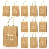 12 Stück Papiertüten mit Henkel,21 X 15 X8cm Geschenktüten Dankeschön,Mitgebsel Tüten Kindergeburtstag,Kraftpapier Tüten,Papiertragetaschen für Hochzeiten,Party,Geburtstag,Feste,Geschenkverpackung