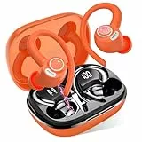 Bluetooth Kopfhörer Sport, in Ear Kopfhörer Kabellos Bluetooth 5.4 mit HD Mic, Herausragender Sound, 40 Std Spielzeit, Comfort Fit, Dual LED-Anzeige, IP7 Wasserdicht Ohrhörer mit Ohrhaken, Orange