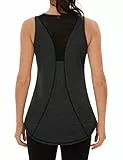Wayleb Sport Top Damen Fitness Tanktop Sportliches Ärmelloses Yoga Sportshirt Tank Top Lauftop Fitness Running Activewear Leichte Sporttop Oberteile, Schwarz S