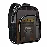 HEEYA Transparenter Rucksack, strapazierfähig, transparenter Rucksack für Sicherheit, Sport, Arbeit, Reisen, Stadion, B-schwarz-transparent, 17.2x14x5.7 inches, Classic