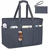 JUYANO Cord Handtasche Damen Große Strandtasche XXL Familie Shopper Tasche mit Reißverschluss, Wasserdicht Vielseitige Badetasche Saunatasche Tote Bag für Pendeln Einkaufen Reisen 45L