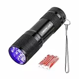 LE LED UV Schwarzlicht Taschenlampe mit 9 LEDs, mini UV Lampe Ultraviolettes Licht mit 395nm für Geocaching, Heimtierurindetektoren, Haustiere Urin-Detektor usw. Inklusive 3 AAA Batterien