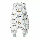 Unnivoll Baby Schlafsack mit Füßen 2,5 Tog Winterschlafsack Baby Baumwolle Schlafsack mit Beinen Babyschlafsack Warm und Weich 80 cm für Jungen Mädchen Bagger