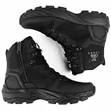 LUDEY Springerstiefel für Herren Leichte Taktische Stiefel YKK Seitenreißverschluss Kampfstiefel Atmungsaktiv Einsatzstiefel Bequem Militärstiefel Armeestiefel Schwarz 45EU