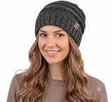NYFASHION101 Lose bauschige Winter Strickmütze Beanie - Metall Grau