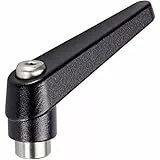 HALDER 24390.0124 Verstellbare Klemmhebel, Schwarz, d1=14 mm / d2=M6