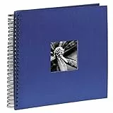 Hama Fotoalbum Jumbo 36x32 cm (Spiral-Album mit 50 schwarzen Seiten, Fotobuch mit Pergamin-Trennblättern, Album zum Einkleben und Selbstgestalten) blau