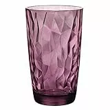 Bormioli Rocco 350270 Diamond Rock Purple Longdrinkglas, 470 ml, Glas, lila, 6 Stück