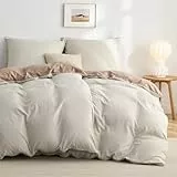 BEDSURE Bettwäsche 135x200 4teilig Khaki/Beige - Bettwäsche-Sets Bettbezug 135 x 200 cm 2er Set mit 2 Kissenbezüge 80x80 cm, Oeko-TEX Wendebettwäsche Bedding mit Reißverschluss