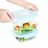 ERUIV Aufbewahrungsbox Küche, Frischhaltedosen, Vorratsdosen Glas mit Deckel Set, Spülmaschinen, Mikrowellen & Gefrierschrankfreundlich - Auslaufsicher, BPA-frei, 2er 640 ML und 1 Reinigungsschwamm