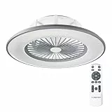 Noaton® Vega 11056GR Deckenventilator mit Beleuchtung, LED Dimmbar max 44 W, 3 Farbtemperaturen, Fernbedienung, Timer, Luftdurchsatz bis zu 61 m3/min, für Wohnzimmer Ø56cm Grau, mit Lautsprecher